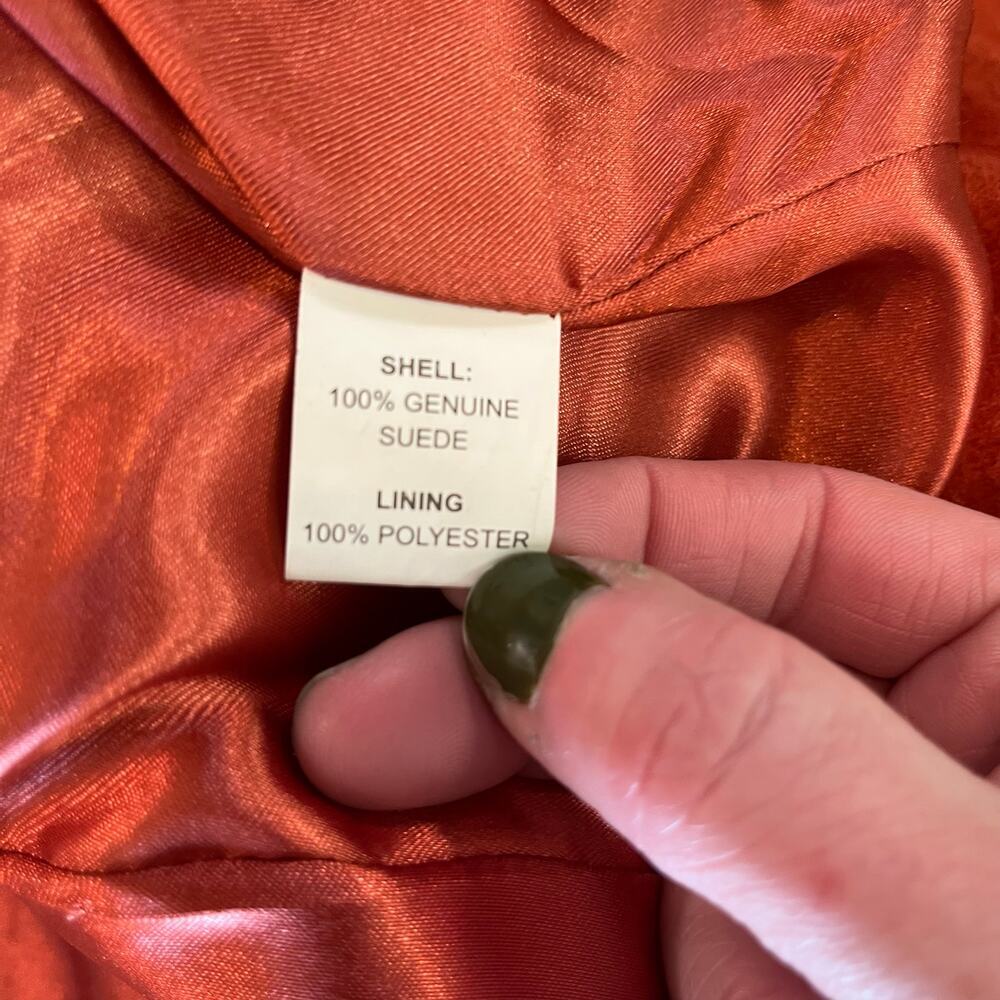 Di Vita Suede Moto Blazer Jacket Size 8 Burnt Orange - Picture 11 of 16